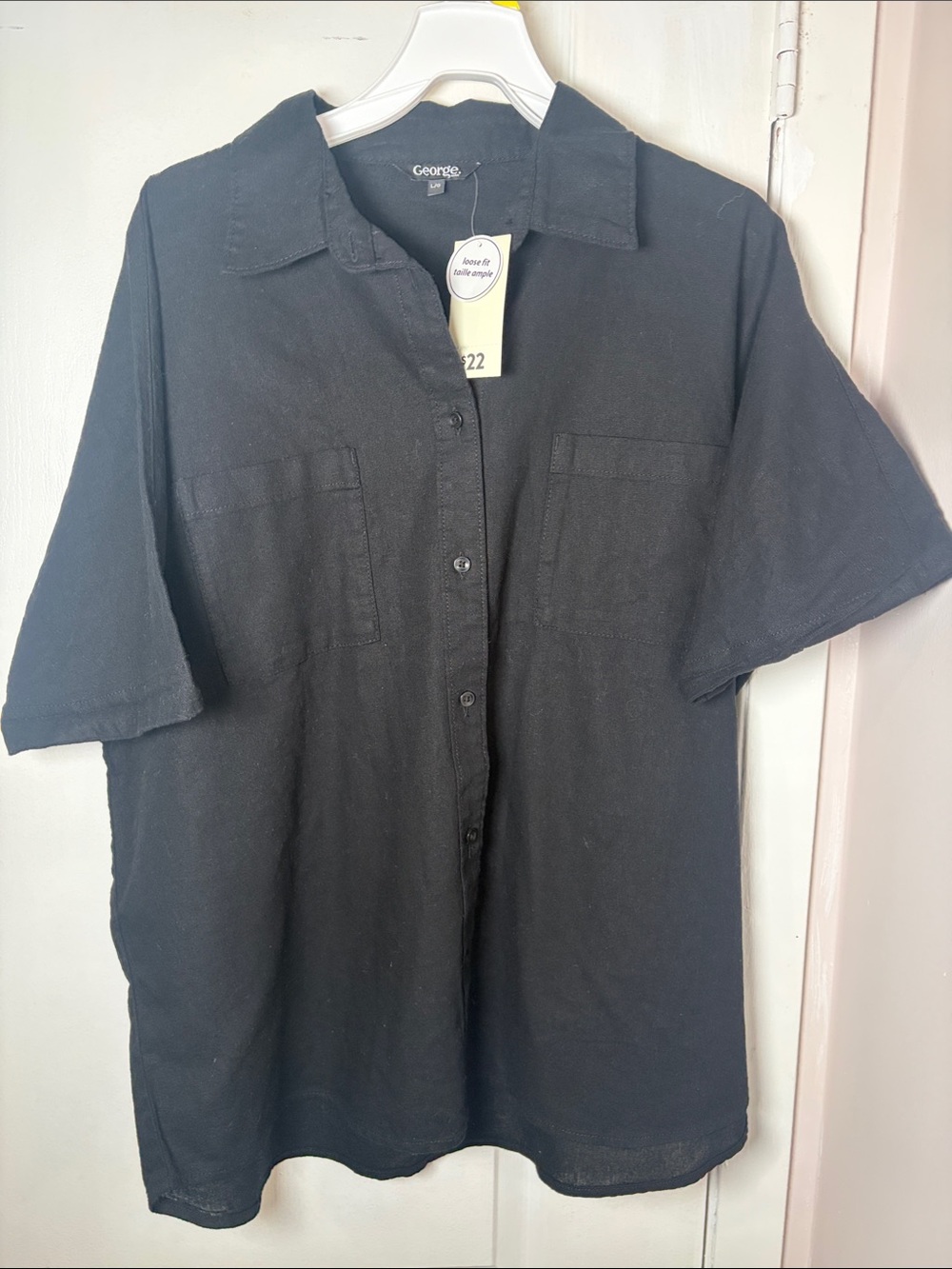 George Women’s Linen Blend Short Sleeve Button-Down Shirt